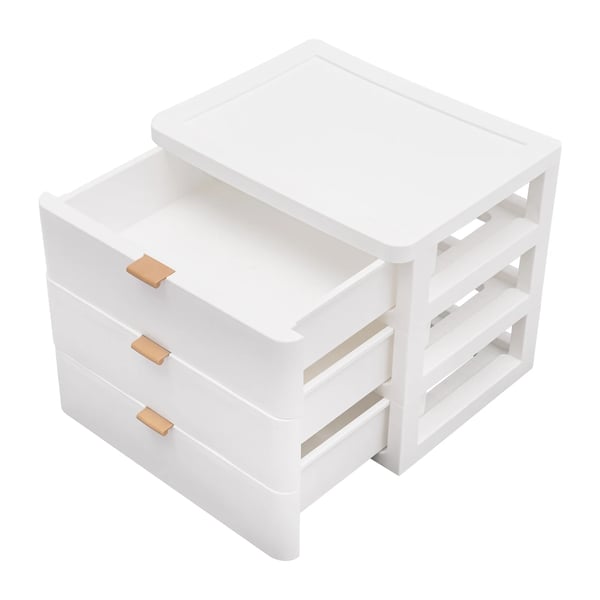Skrivebordsopbevaring - Skuffeopbevaring Med 3 Skuffer - PP-plast - Topplade - Bordmodel - Max 5 kg - Hvid