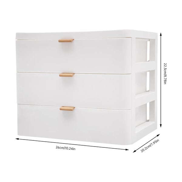 Skrivebordsopbevaring - Skuffeopbevaring Med 3 Skuffer - PP-plast - Topplade - Bordmodel - Max 5 kg - Hvid