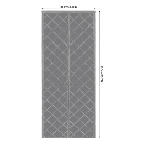 Magnetisk termoisoleret dørgardin - Isoleringsforhæng - 85×205 cm, PVC-plast, Montering i dørkarm, Året rundt - Grå