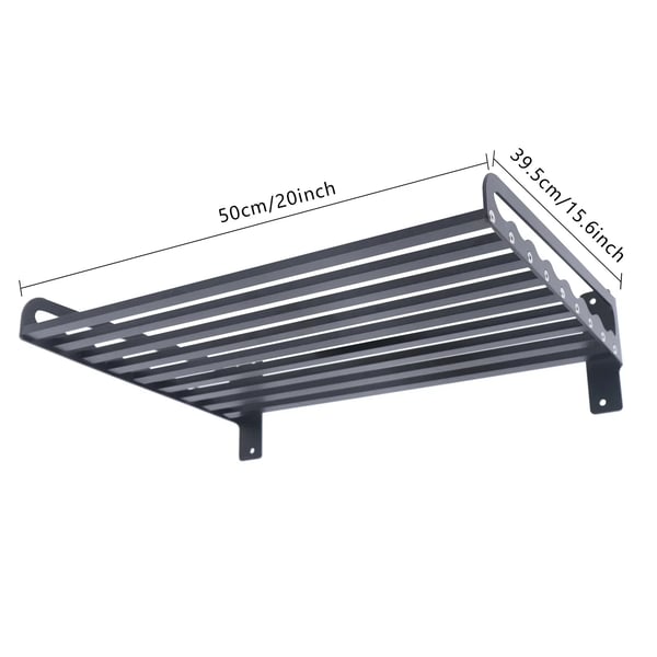 Mikroovnshylde - Vægmonteret Beslag - Aluminium - 1 Niveau - 50 x 39,5 x 15 cm - Køkkenopbevaring - Sort