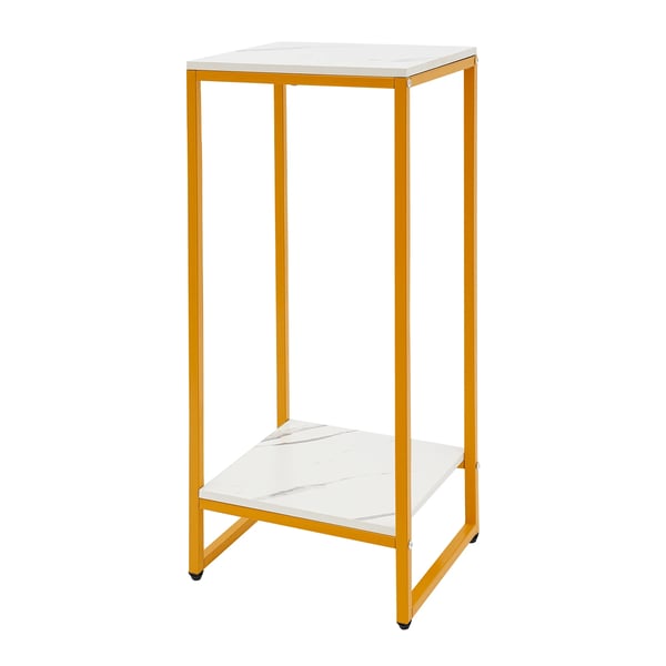 Plantestativ - Blomsterstander - 2 Hylder - Rektangulær - 30,2×30,2×75 cm - Til stue/altan/kontor - Guld