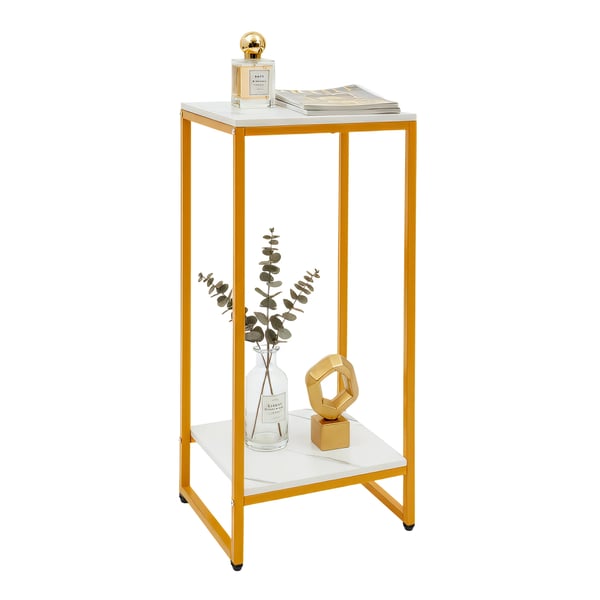 Växtställ - Blomställning - 2 Hyllplan - Rektangulär - 30,2×30,2×75 cm - För vardagsrum/balkong/kontor - Guld