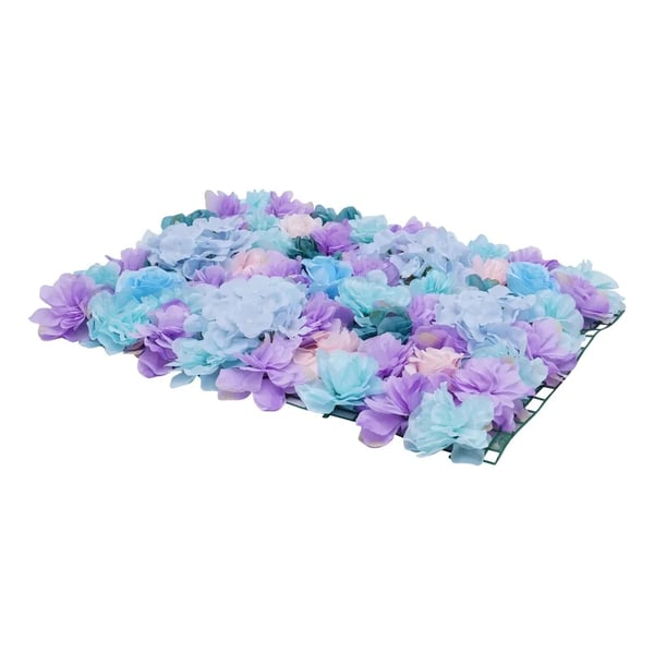Kunstige blomster - Blomster vægpaneler - Sæt med 6 stk - Silkeblomsterhoveder - Til bryllup & udstilling indendørs - Blå