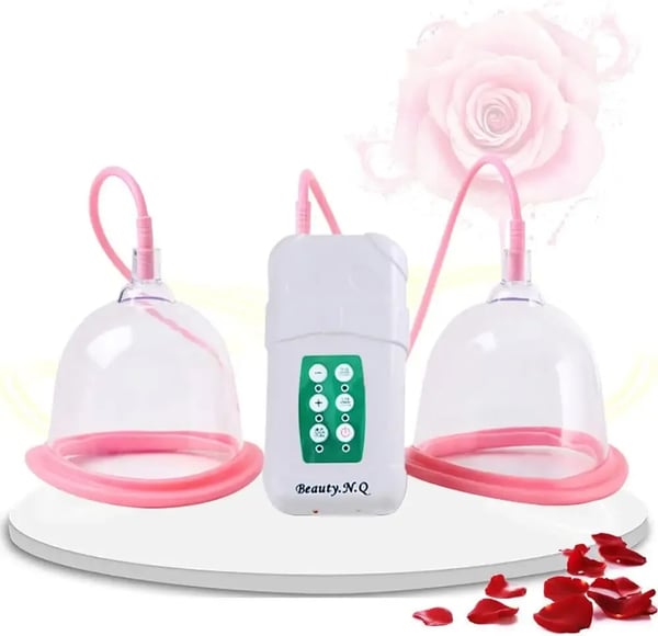 Brystmassager - Elektrisk vakuumpumpe - Brystforstørrelse - C–D-cup - Silikone sugekopper - EU-stik - Pink