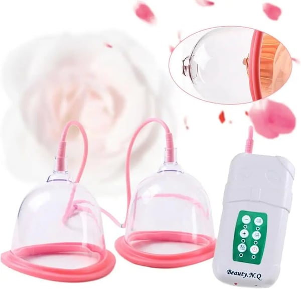 Brystmassager - Elektrisk vakuumpumpe - Brystforstørrelse - C–D-cup - Silikone sugekopper - EU-stik - Pink