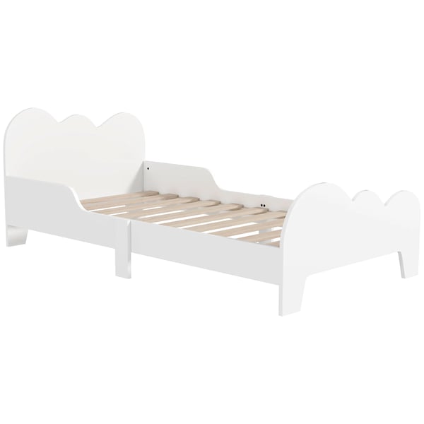 Barnsäng - Sängram - Molntema - Med Sängskydd - MDF - Mått 143,5×74,5×56 cm - Från 3 år - Vit
