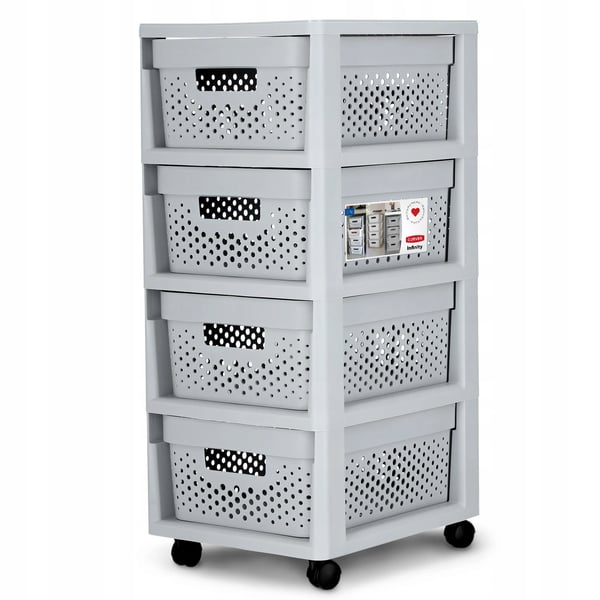 Opbevaringstårn - Skuffemodul med 4 skuffer - Kapacitet 4×11 l (44 l) - Plast - Fritstående