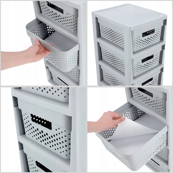Opbevaringstårn - Skuffemodul med 4 skuffer - Kapacitet 4×11 l (44 l) - Plast - Fritstående