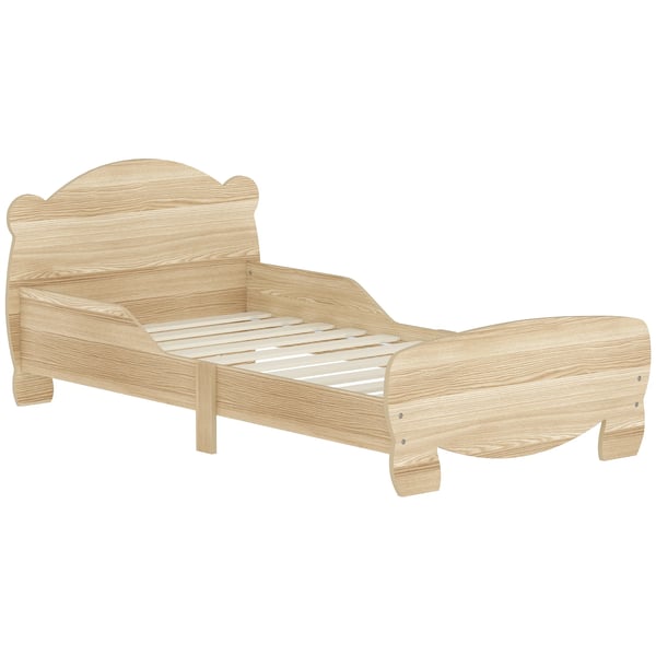 Barnsäng - MDF-säng - Björnformad Huvudgavel - 3+ År - 143,5x80x55 cm - Max 80 kg - Montering Krävs - Ljus Kaffebrun