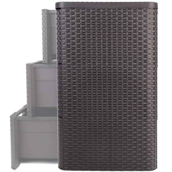 Opbevaringsskab - Skuffemodul med 3 skuffer - Plast - Rattan-look - Badeværelse - 3x14 L (42 L) - Brun