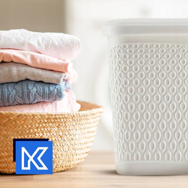 Vaskemiddelbeholder - Opbevaringsboks - 6 l Kapacitet - Til Pulver og Kapsler - Plast - Hvid