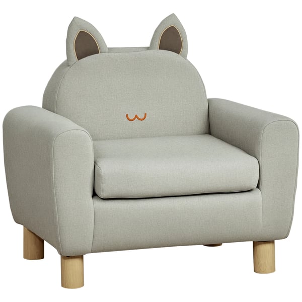 Barnfåtölj - Minisoffa Enkelsits - För Barn 3+ - Max 45 kg - 61×42×53 cm - Skumstoppning - Montering Krävs - Grå