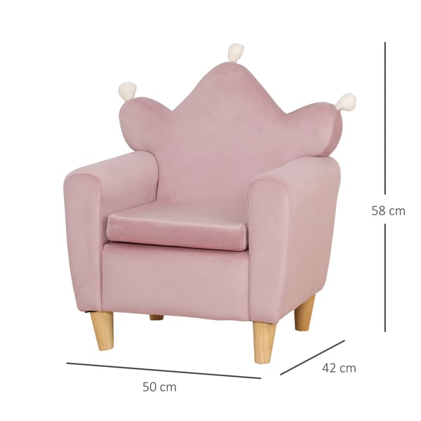 Barnfåtölj - Mini-soffa - För barn 3+ - Maxvikt 45 kg - Storlek 50×42×58 cm - En sits - Mjuk skumstoppning - Rosa