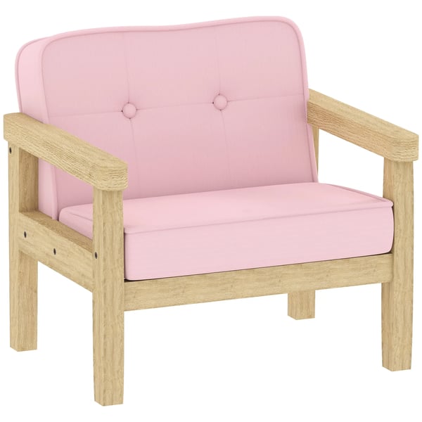 Barnsoffa - 2-sits - Mjukt Manchestertyg - Träram - Skumstoppning - 46,5×44×45 cm - Rosa