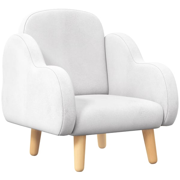 Barnfåtölj - En sits - Molndesign - Supermjuk yta - Skumstoppning - 46 x 51 x 55 cm - Montering krävs - Vit