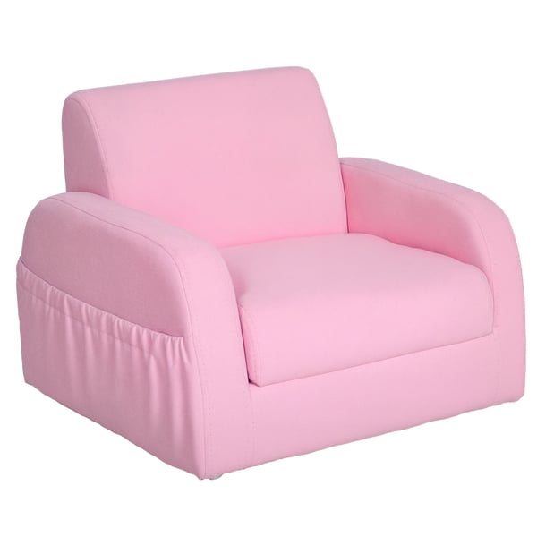Barnfåtölj - 2-i-1 förvandlingsbar - Hopfällbar - 2 lägen - För barn 3 år - 47x45x38 cm - Rosa