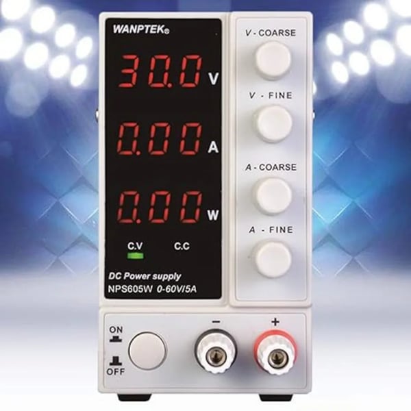 Laboratorie strømforsyning DC - NPS605W - 0–60 V 0–5 A - Digital justerbar - 3-cifret LED-display - Bordmodel