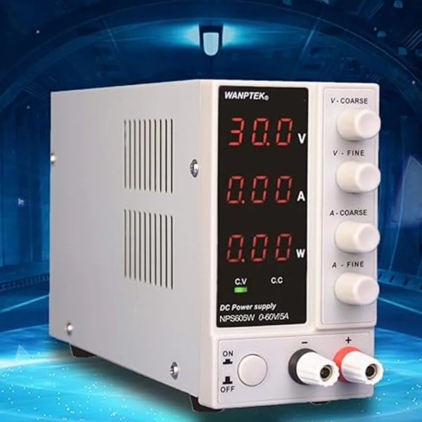 Laboratorie strømforsyning DC - NPS605W - 0–60 V 0–5 A - Digital justerbar - 3-cifret LED-display - Bordmodel