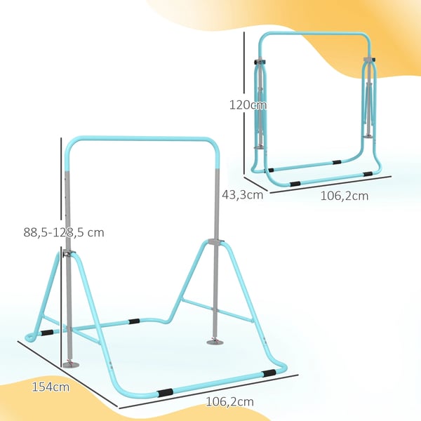Gymnastikräcke - Kipstång - Fällbar - Justerbar Höjd - Hemmaträning & Styrketräning - Blå