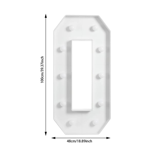 LED Lysende Tal - Tal 0 - 100 cm - Varmhvid 2000–3000 K - Dekoration til Fødselsdag & Bryllup - Hvid