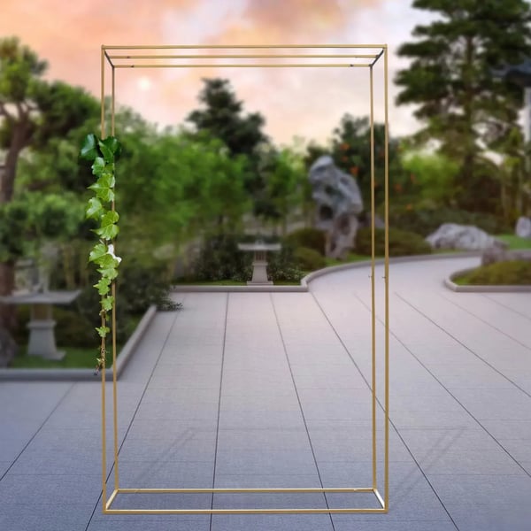 Bröllopsbåge - Rektangulär metallram - XL - 1,62×0,55×2,80 m - Bakgrundsstativ & Blomsterställ - Guld