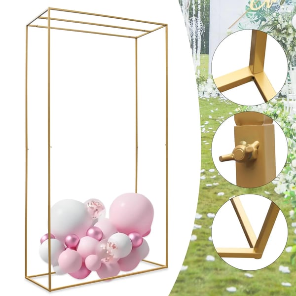 Bröllopsbåge - Rektangulär metallram - XL - 1,62×0,55×2,80 m - Bakgrundsstativ & Blomsterställ - Guld