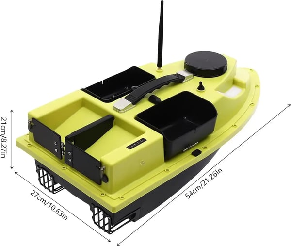 Foderbåd Til Fiskeri - Bait Thrower - 500 m Trådløs Rækkevidde - GPS - LCD Ekkolod - ABS - Gul