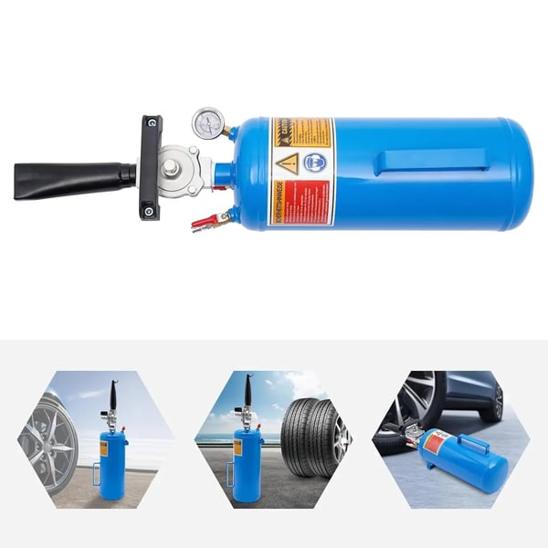 Dækbooster Bead Seater - 8 l dækinflator-tryktank - 145 PSI - Støbejern - Professionel - Blå