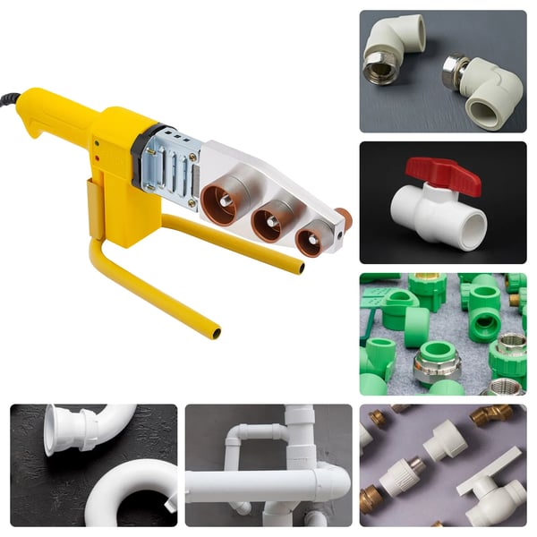 PPR Rørsvejsemaskine - Varmsmelteværktøj 800 W - Elektronisk konstant temperatur - Til PPR/PB/PP/PE-rør - Aluminium-Kobberlegering, ABS - Gul