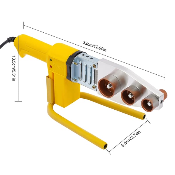 PPR Rørsvejsemaskine - Varmsmelteværktøj 800 W - Elektronisk konstant temperatur - Til PPR/PB/PP/PE-rør - Aluminium-Kobberlegering, ABS - Gul