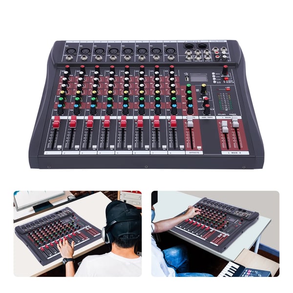 8-kanavainen äänimikseri - DJ/studiomikseri - Bluetooth - USB-liitäntä - Verkkovirta (AC) - Musta