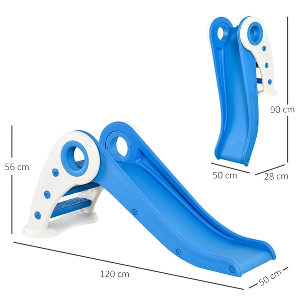 Barnrutschkana - Hopfällbar - För 18–36 månader - Med ramp och stege - Plast - 120×50×56 cm - Blå