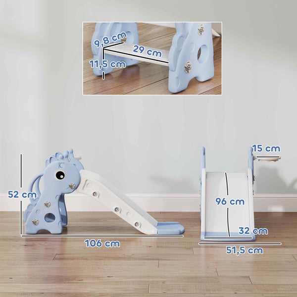 Barnrutschkana 3‑i‑1 - Plast - 1–3 år - 106×51,5×52 cm - Blå