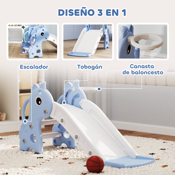 Barnrutschkana 3‑i‑1 - Plast - 1–3 år - 106×51,5×52 cm - Blå