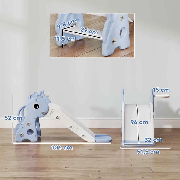 Barnrutschkana 3‑i‑1 - Plast - 1–3 år - 106×51,5×52 cm - Blå