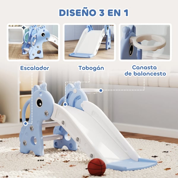 Barnrutschkana 3‑i‑1 - Plast - 1–3 år - 106×51,5×52 cm - Blå