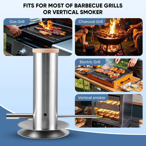 Koldrøggenerator - Tilbehør til BBQ-grill, elektrisk smoker og pillegrill - Justerbar røgprofil - Hvid
