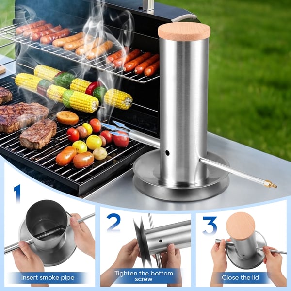 Koldrøggenerator - Tilbehør til BBQ-grill, elektrisk smoker og pillegrill - Justerbar røgprofil - Hvid