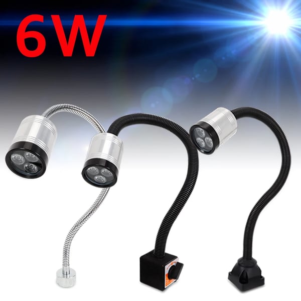 CNC drejebænk maskinlampe - LED arbejdslys - 6 W - 110–220 V - 5500–6500 K dagslys - Aluminiumslegering - Sølv