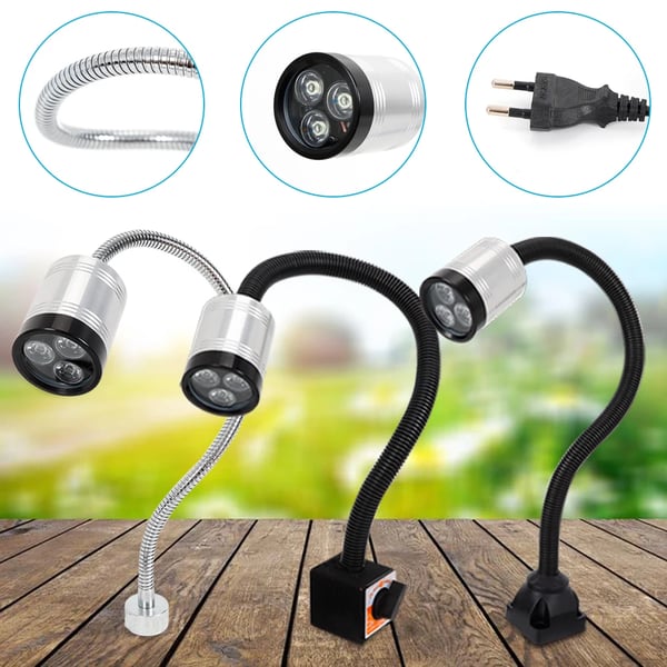 CNC drejebænk maskinlampe - LED arbejdslys - 6 W - 110–220 V - 5500–6500 K dagslys - Aluminiumslegering - Sølv