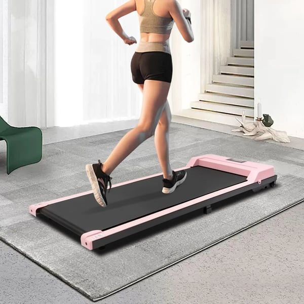 Løbebånd Gåbånd - JC390 - Slankt under skrivebord, 1–6 km/t, Fjernbetjening, LED-display, 740 W børstet kobbermotor, Ingen montering - Pink