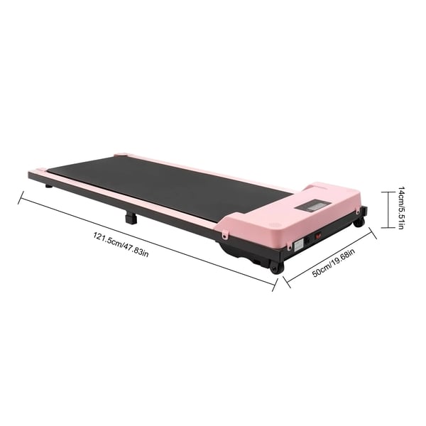 Løbebånd Gåbånd - JC390 - Slankt under skrivebord, 1–6 km/t, Fjernbetjening, LED-display, 740 W børstet kobbermotor, Ingen montering - Pink