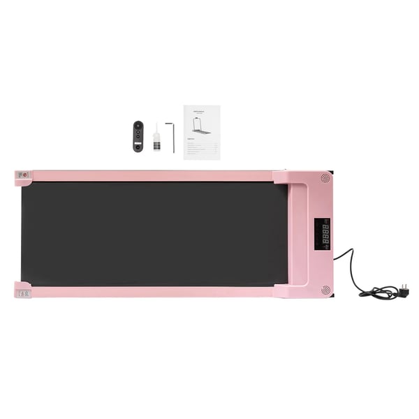 Løbebånd Gåbånd - JC390 - Slankt under skrivebord, 1–6 km/t, Fjernbetjening, LED-display, 740 W børstet kobbermotor, Ingen montering - Pink