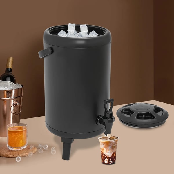 Isoleret drikkedispenser - Kapacitet 10 l, 201 rustfrit stål - Holder varm/kold i 4–8 t - Med tappehane - Til fest & catering - Beige