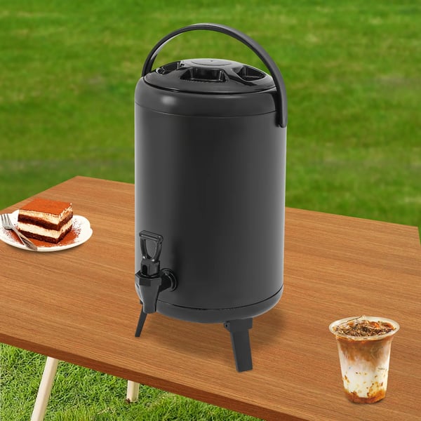 Isoleret drikkedispenser - Kapacitet 10 l, 201 rustfrit stål - Holder varm/kold i 4–8 t - Med tappehane - Til fest & catering - Beige
