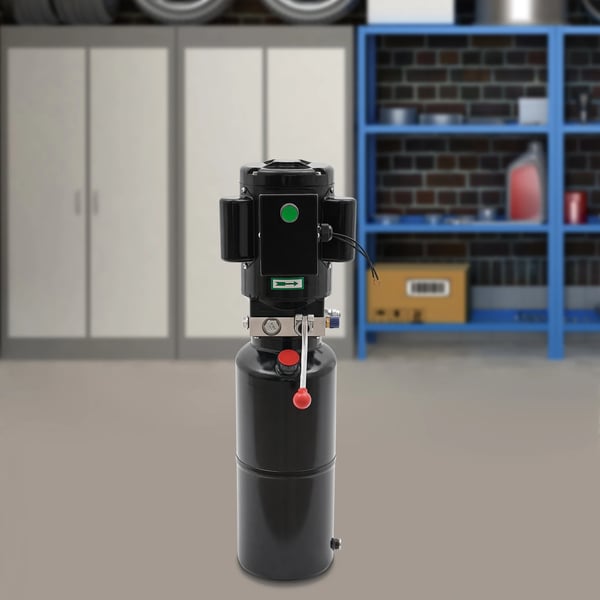 Hydraulikaggregat - Elhydraulisk pumpe - Effekt 2,2 kW - Omdrejninger 2850 o/min - Tank 10 L - Flow 4,6 L/min - Materiale Højkulstofstål - Farve Sort