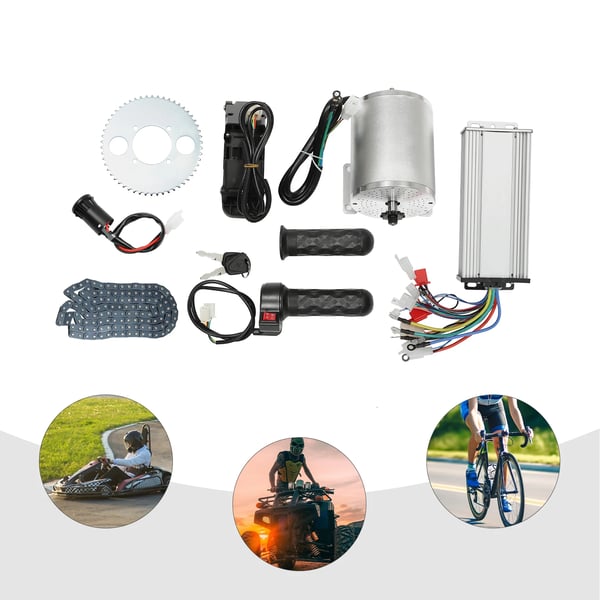 Børsteløst motorkit 3 kW - Elmotor med controller - 3 hastigheder - Ren kobbermotor - Til elscooter, motorcykel, gokart - Sølv