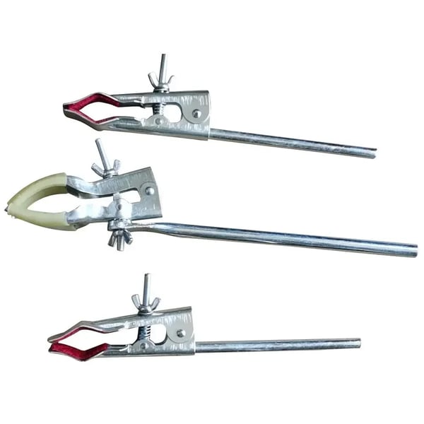 Laboratoriestativ - Sæt med ringklemmer - Højde 60 cm - 3 ringe 10/8/6 cm - Base 14×21 cm - Jern - Sølv/Sort
