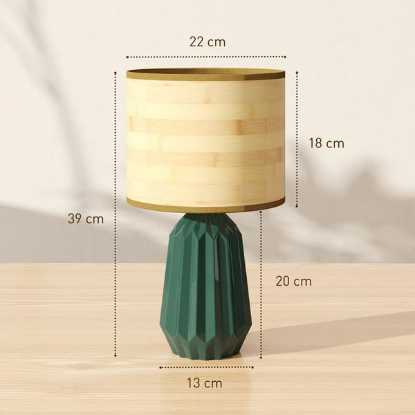 Bordslampa - Skrivbordslampa - Retro lampskärm i linne - Keramisk lampfot - 40 W - 220 V AC - 249–2000 lm - För sovrum