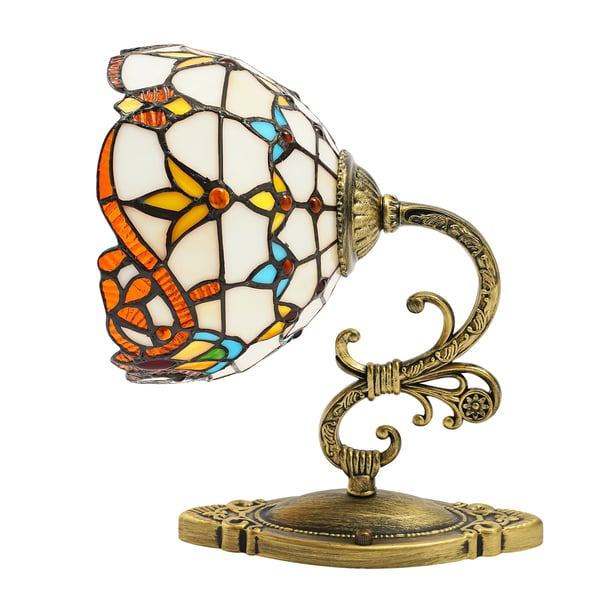 Væglampe i Tiffany-stil - E27-fatning - Farvet glas - LED 6–10 W - Op- & nedadgående lys - Spænding 220 V - Uden pære - Gul